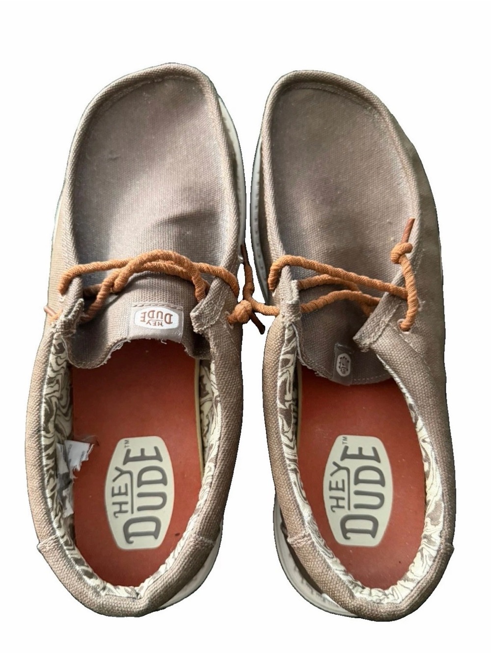 Hey Dude Wally Waxed Canvas Mens Loafer Shoes Sz 11 Brown Round Toe Comfort